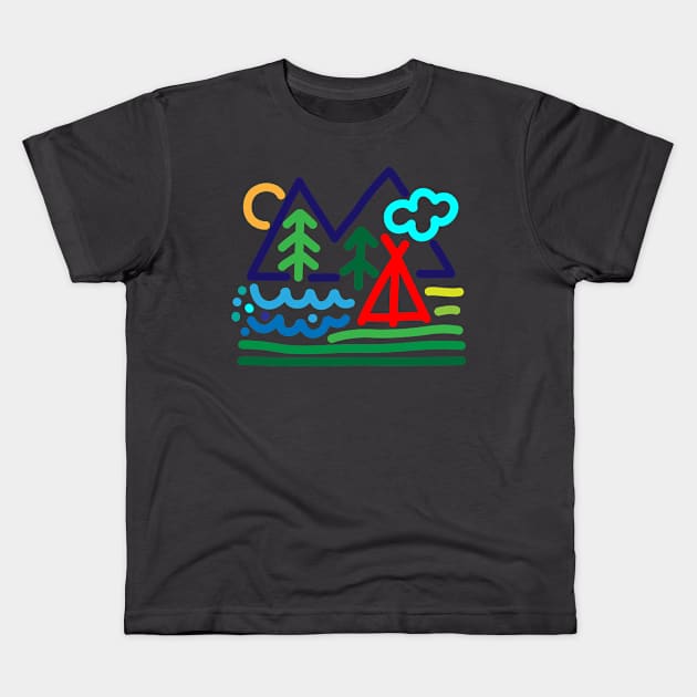 Camp Sign Area Kids T-Shirt by AVEandLIA